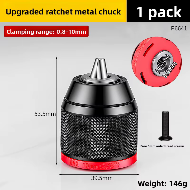 Mandrin de perçage sans clé en métal, 0,8~10 mm, 1,5~13 mm, mandrin à cliquet à 3 mâchoires autobloq