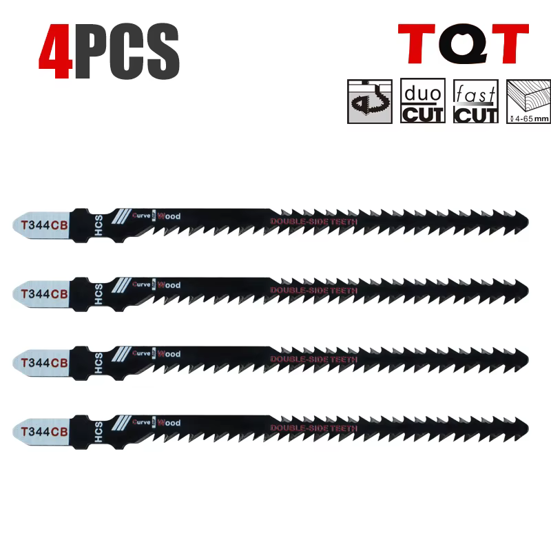 Lot de 4 lames de scie sauteuse double face T344Cb pour une coupe incurvée efficace, un jeu de lames