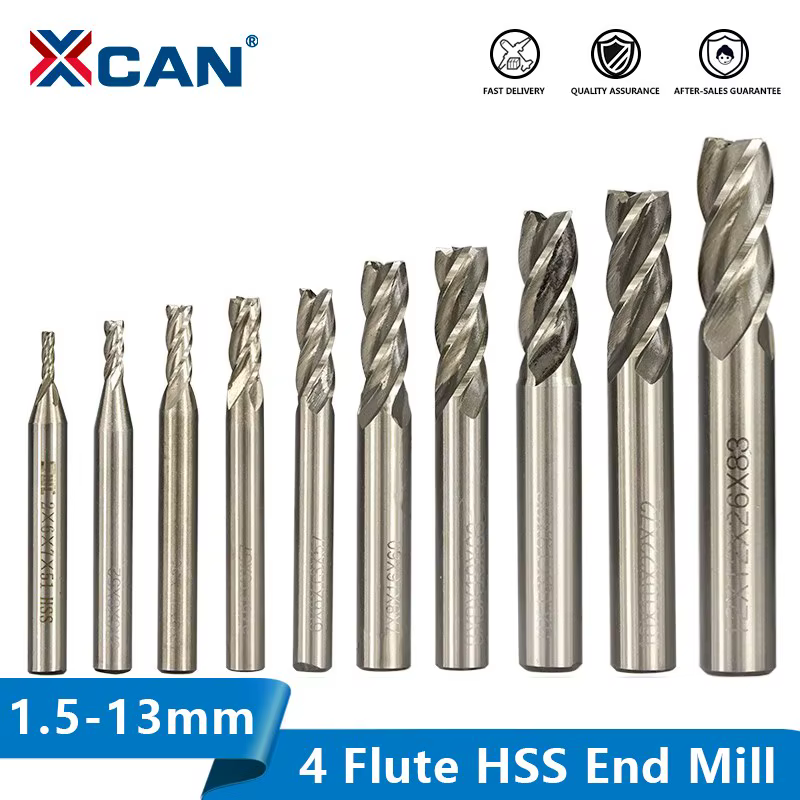 XCAN HSS fraise 4 cannelures fraise 1.5-13mm pour CNC Machine outils de fraisage routeur peu métal c