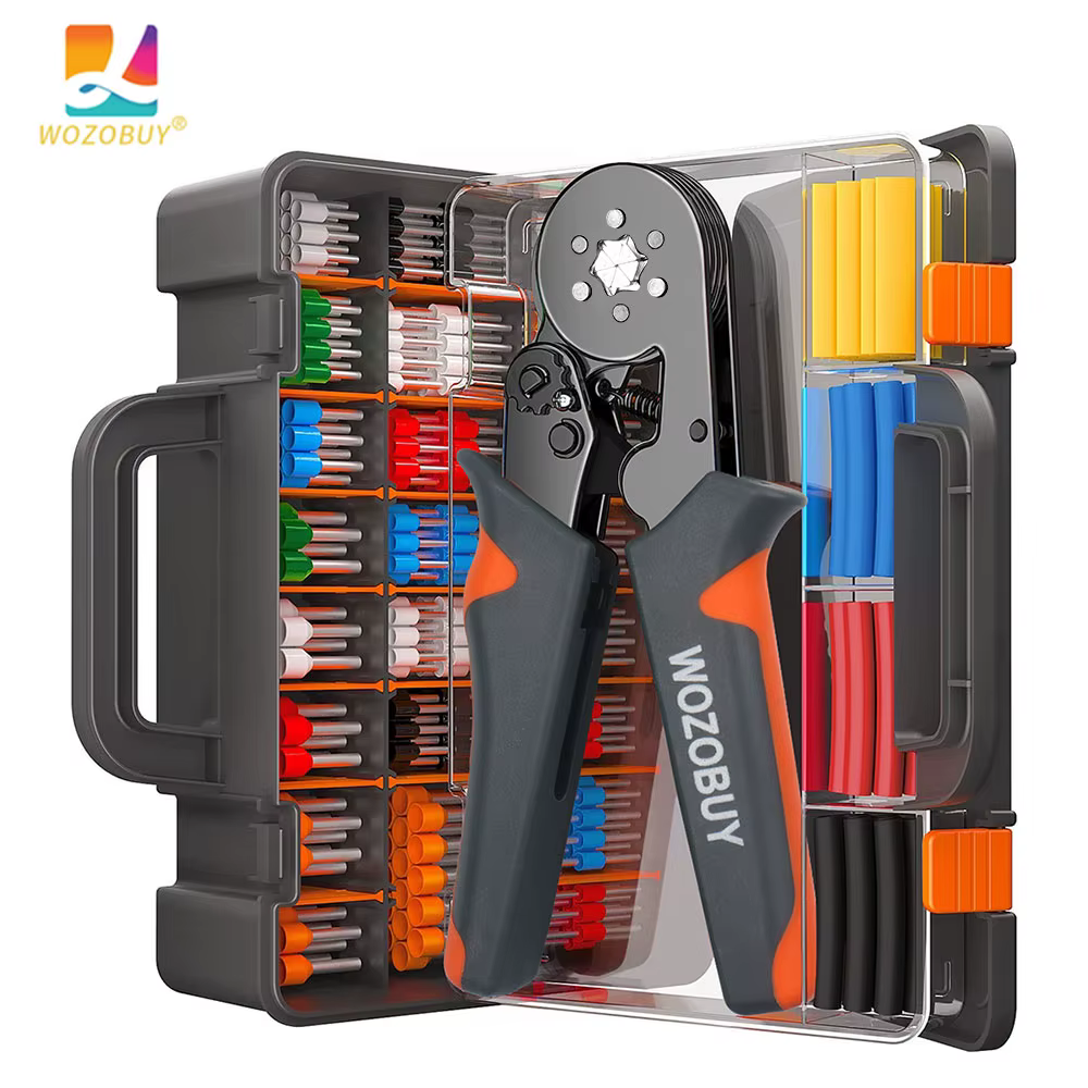 Kit d'outils de sertissage de virole avec bornes de virole, sertisseuse de fil à cliquet auto-ajusta