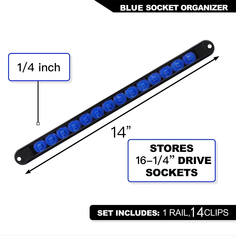 Support de rangement pour douilles 1/4" 3/8" 1/2" en ABS, organisateur de bureau, support coulissant