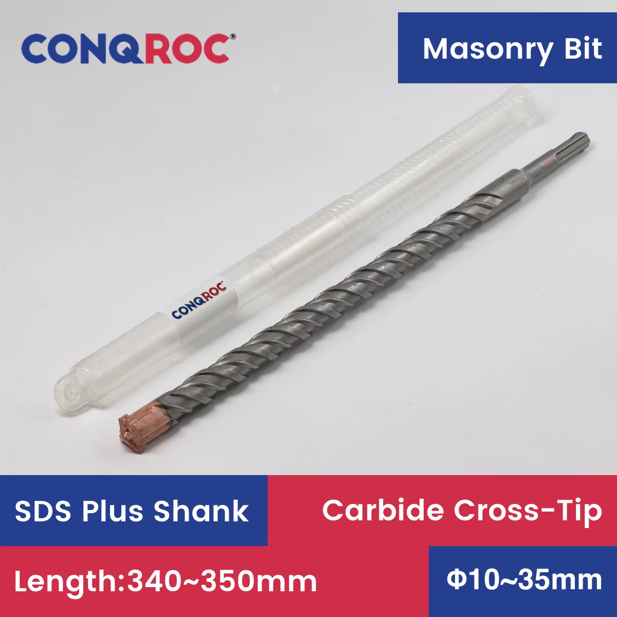 Foret à maçonnerie Long SDS Plus, longueur de tige-340 ~ 350mm, 12 options de diamètre-10 ~ 35mm, po