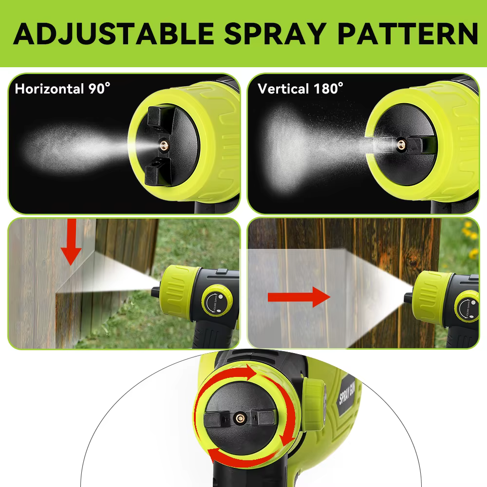 Pulvérisateur de peinture HVLP sans fil 200 W pour Ryobi 18 V ONE +, 4 buses, 3 motifs, récipient 10