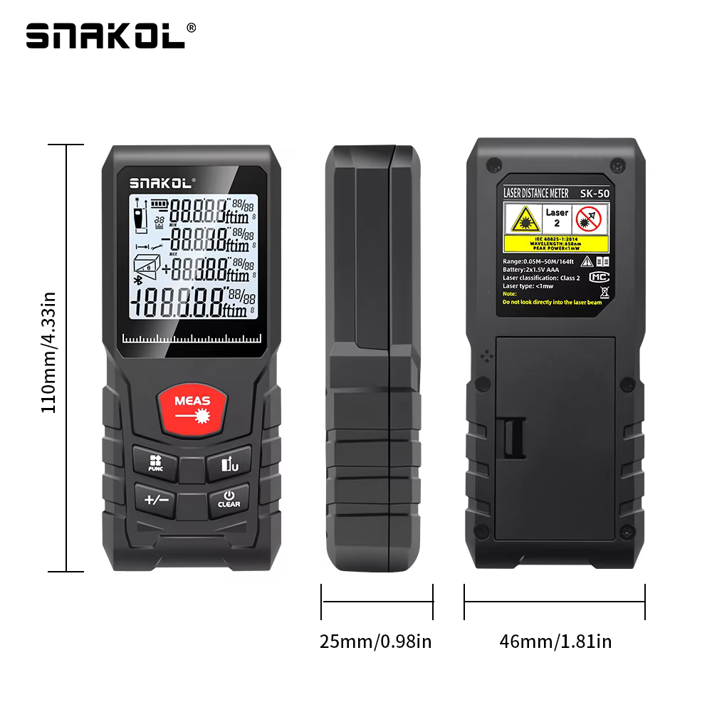 Snakol-Distancemètre laser professionnel, télémètre, ruban à mesurer numérique, règle, outils de tes