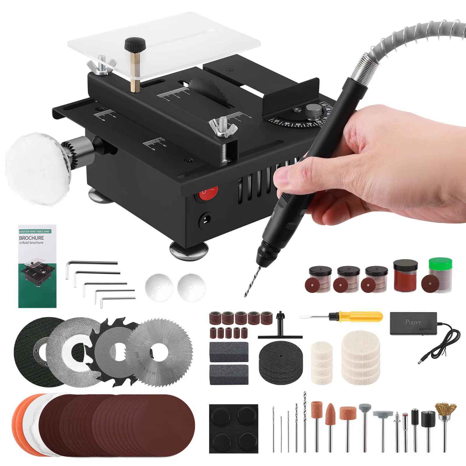 Mini scie de Table électrique de bureau 100W, vitesse et Angle réglables, profondeur de coupe de 16M