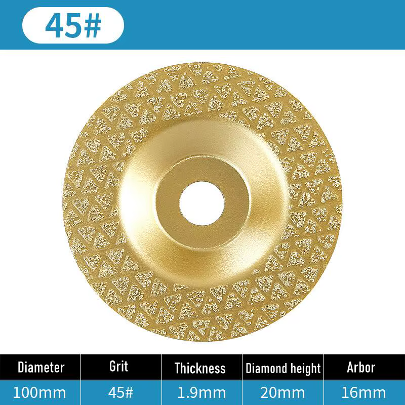 1 pièce/3 pièces 45/60/100 #   Plaque de meulage de bol étoile de diamant brasé, utilisation humide 