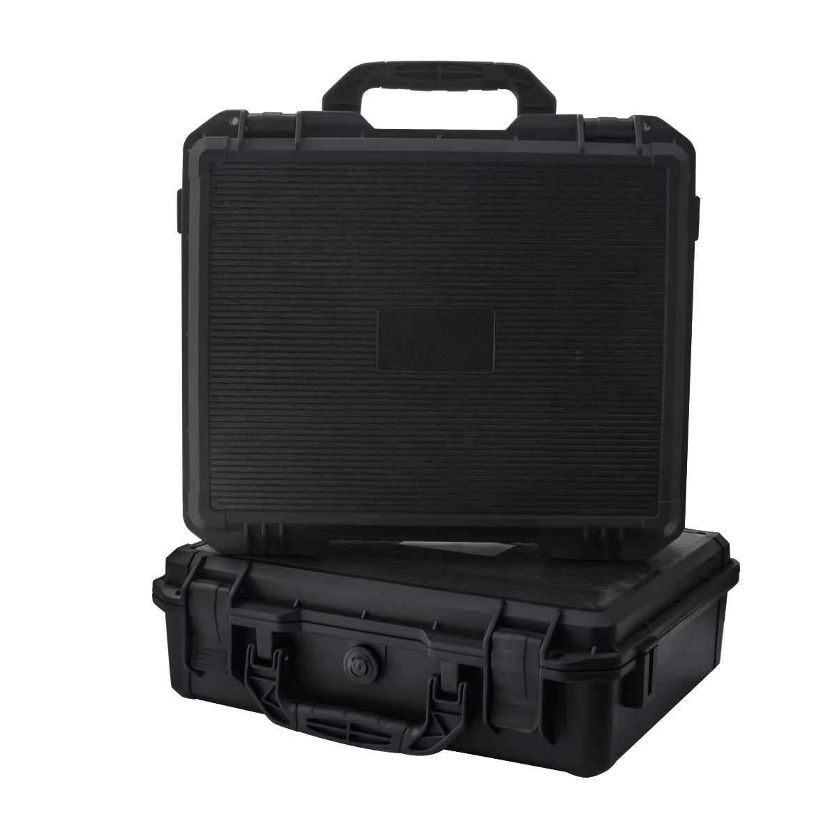 Valise noire étanche et durable pour appareil photo/outils, intérieur en mousse personnalisable, por