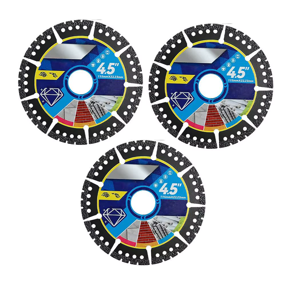 Disque de coupe multi-usage de 4,5 pouces pour meuleuse d'angle, lame diamantée robuste pour couper