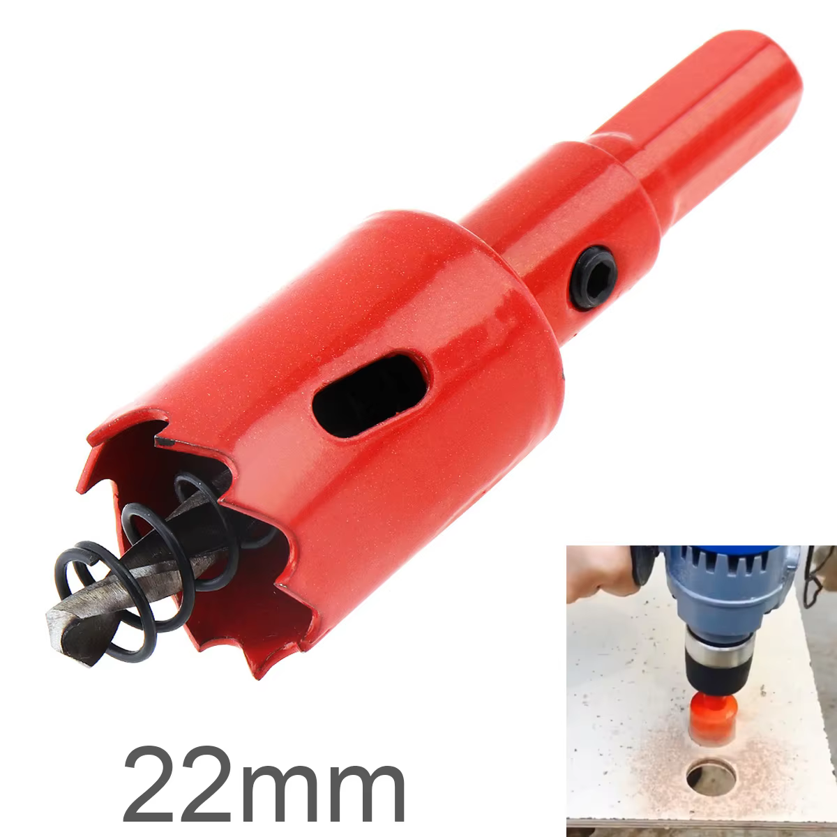 Scie cloche bi-métal 22mm M42, outil de perçage de trous avec dent de scie et ressort pour plaque PV
