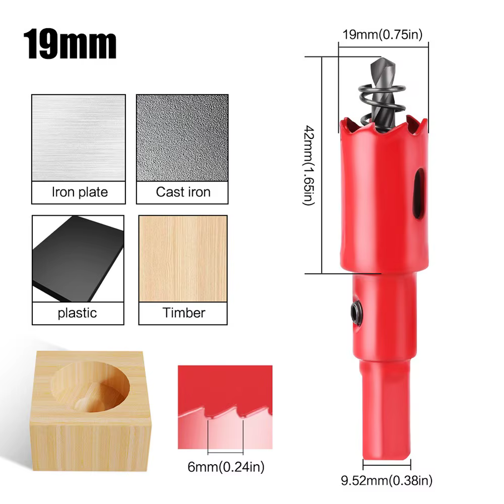 1 pièce Scie cloche bi-métal M42 durable 15-200mm en acier HSS, outil de perçage DIY pour le bois, l