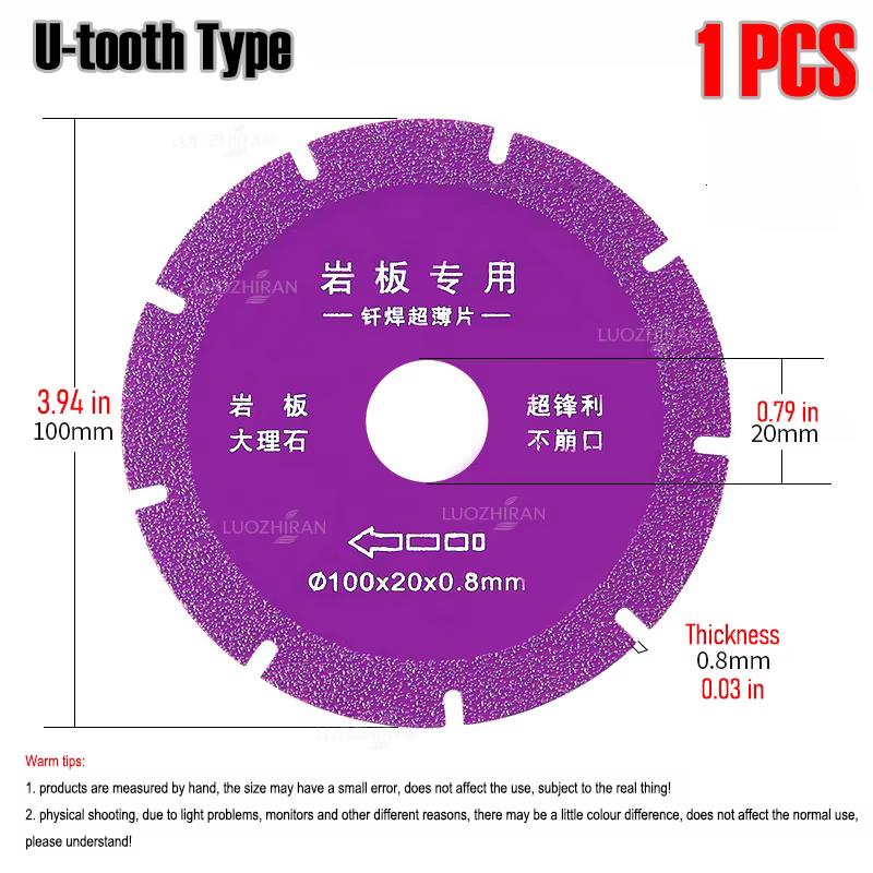 Disque de coupe diamanté ultra fin de 0,8 mm 4″ Lame de scie brasée pour carrelage céramique, ma