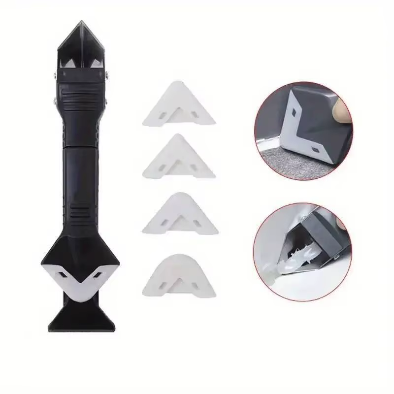 Kit d'outils 5-en-1 pour enlever le mastic, décapage de coulis, finition de colle, grattoir d'angle