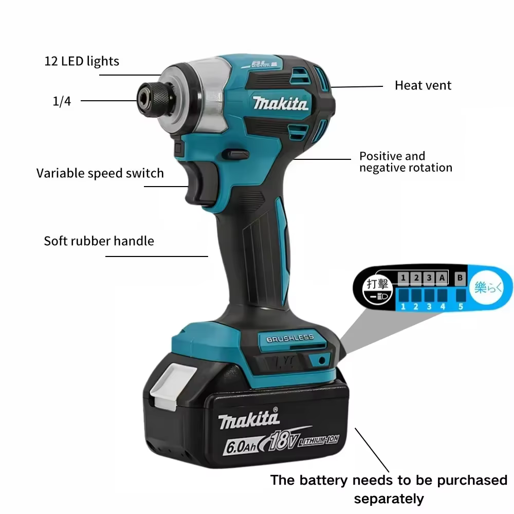 2025 Makita DTD173 bule 18v sans brosse Lithium-ion pilote d'impact outil électrique outil multifonc