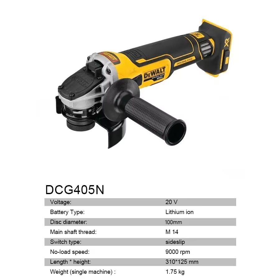 DEWALT DCG405N 20V Meuleuse d'angle sans fil sans balais, machine de découpe, polisseuse portable re