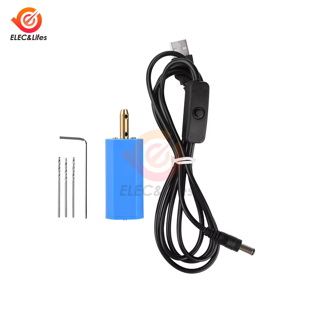 Mini perceuse électrique USB 5V 10000 tr/min, câble USB épais de 1,5 m avec interrupteur pour le tra