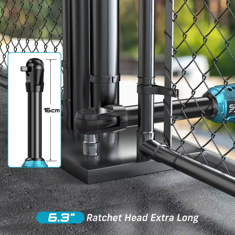 Seesii 3/8 "21V clé électrique sans fil 80Nm 6.3 ''clé à cliquet électrique étendue clé d'angle Rech
