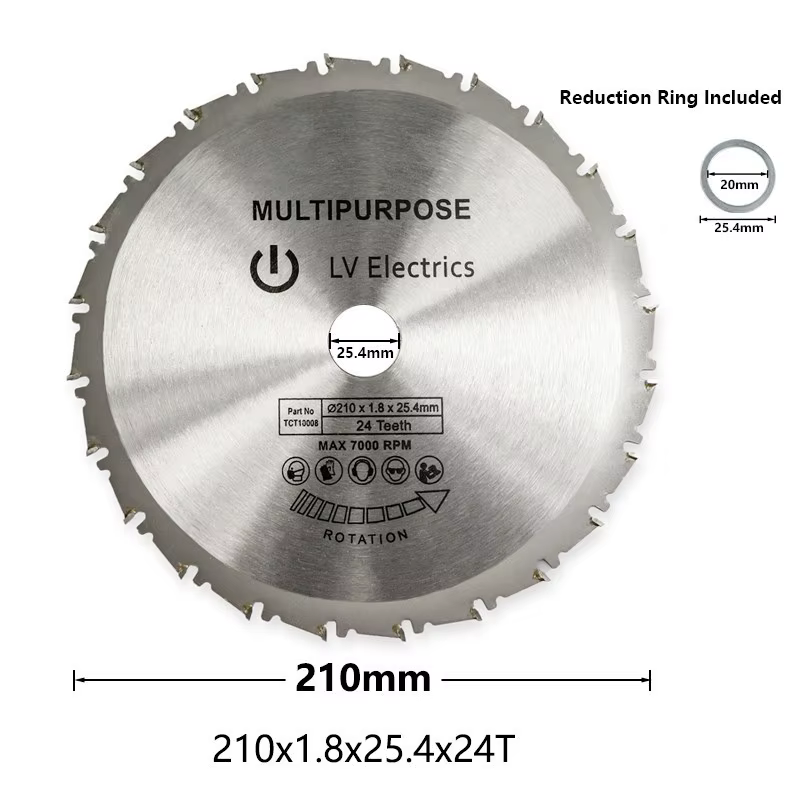 CMCP  Lame de Scie Circulaire 210x30mm, 24T 48T 60T 80T TCT, Disque à Bois à Pointe en Carbure pour 