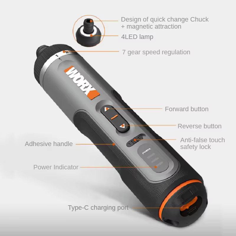 Worx 4V Mini jeu de tournevis électriques WX242 WX241 WX240 tournevis électriques sans fil intellige