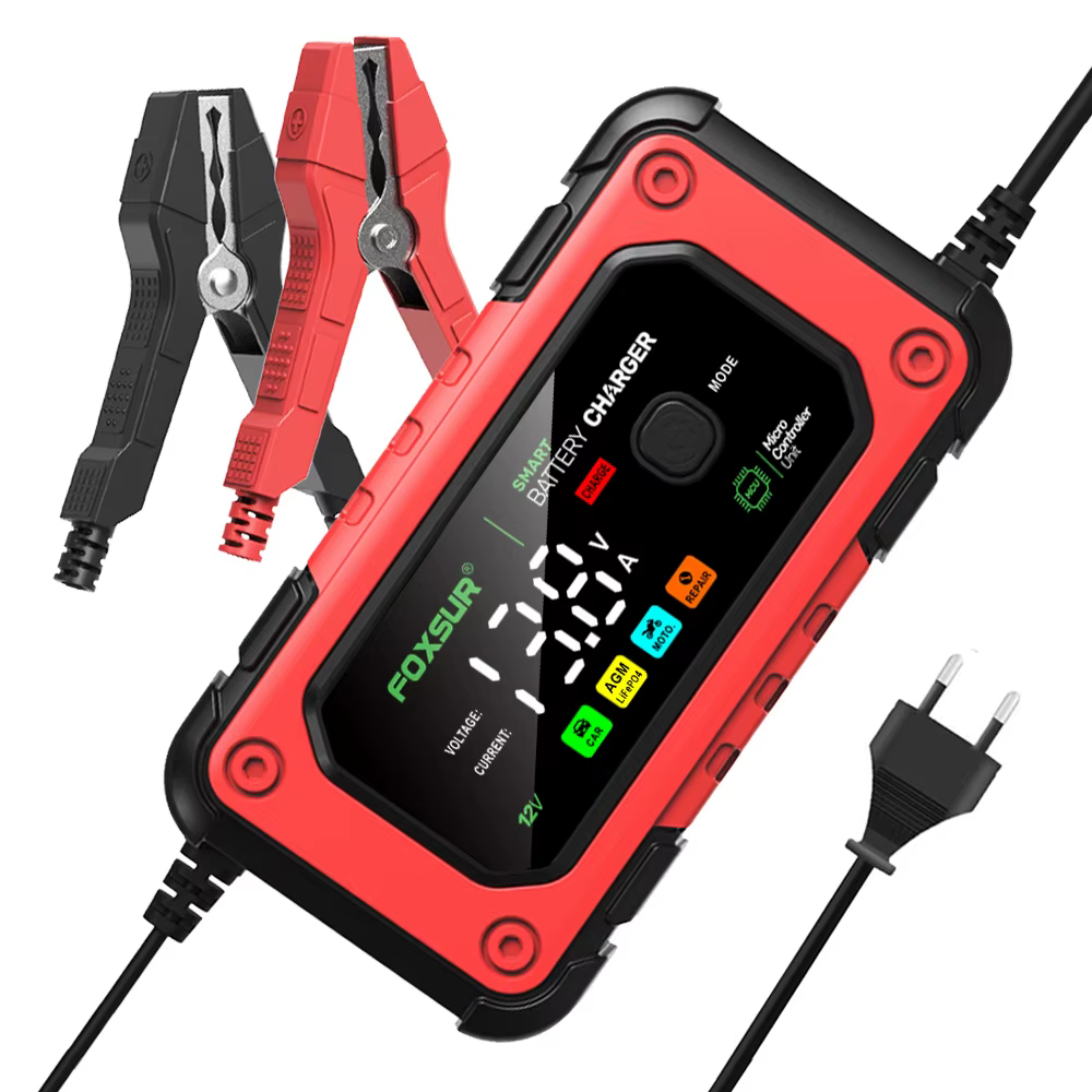 FOXSUR-Chargeur intelligent de batterie de voiture, 12V, 7A, AGM, GEL veFePO4 24.com, déLongues ateu