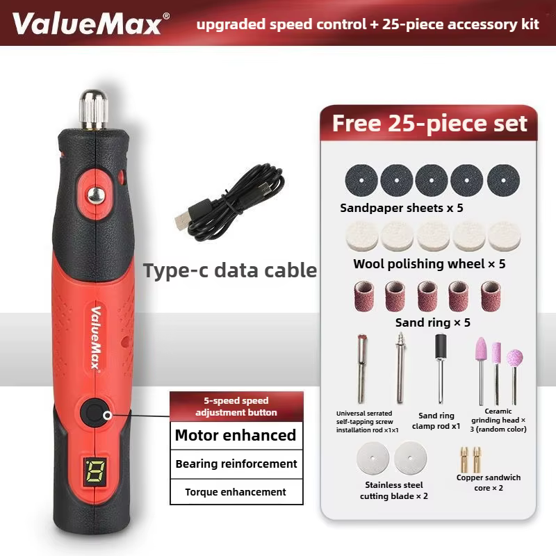 Kit de graveur et polisseur électrique sans fil mini 5000-10000-15000 tr/min pour travaux de précisi