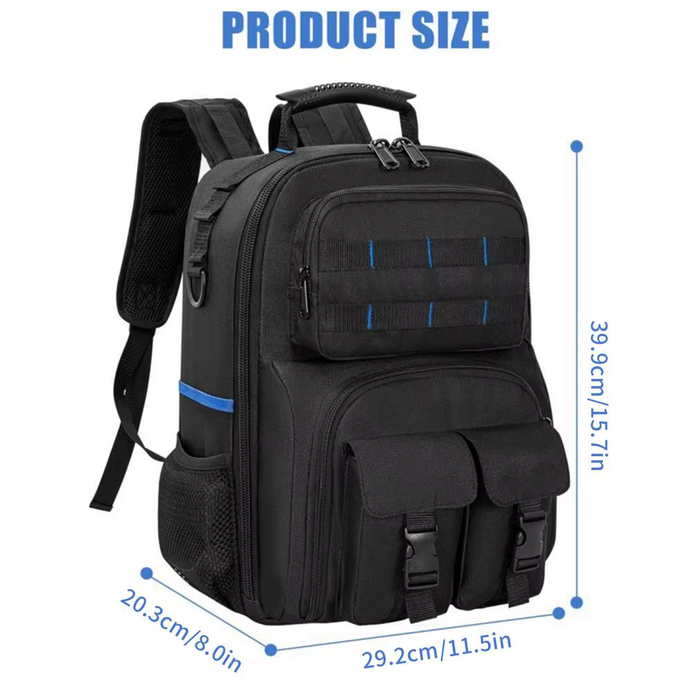 Sac à dos pour outils, sac à outils robuste avec plusieurs poches et organisateur d'outils amovible,