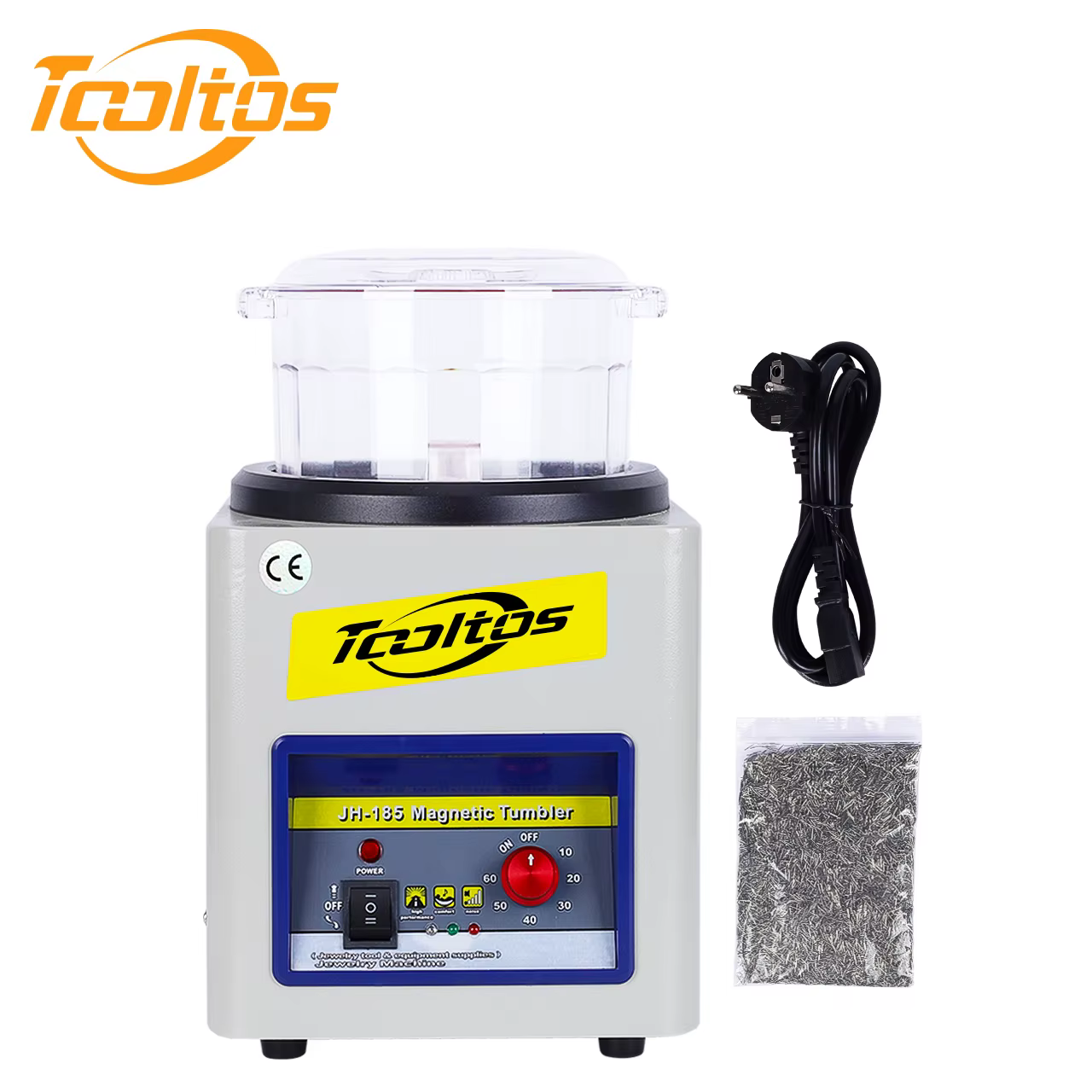 TOOLTOS Machine de polissage de bijoux magnétique 600g baril 1400-2000 tr/min polisseuse de gobelet 