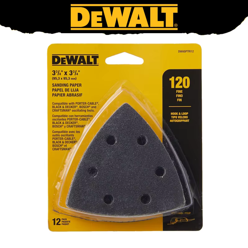 DEWALT DWASPTRI12 tampon de ponçage oscillant grain 120 paquet de 12 meulage polissage accessoires d