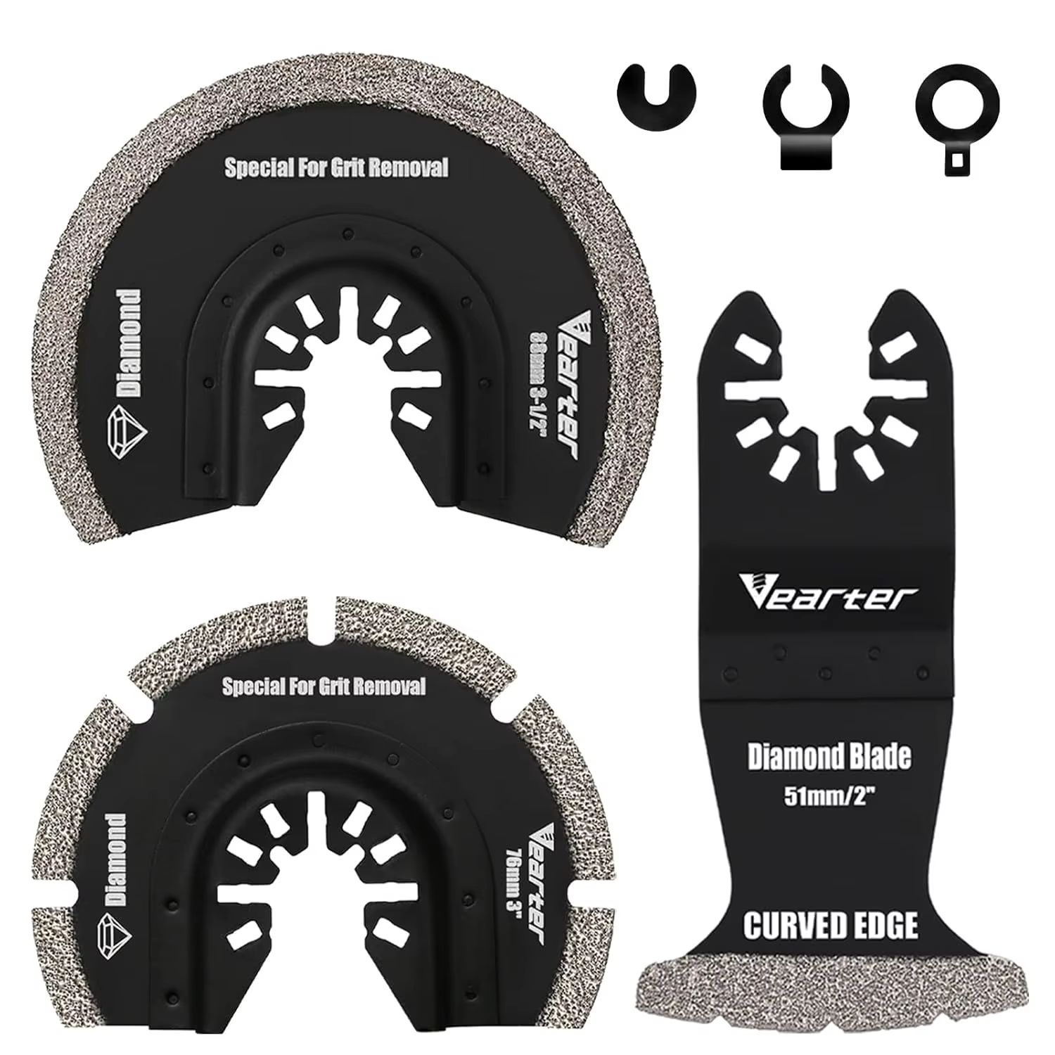 Vearter 3 pièces outils multifonctionnels diamant avec adaptateur, lames de scie multi-outils outils