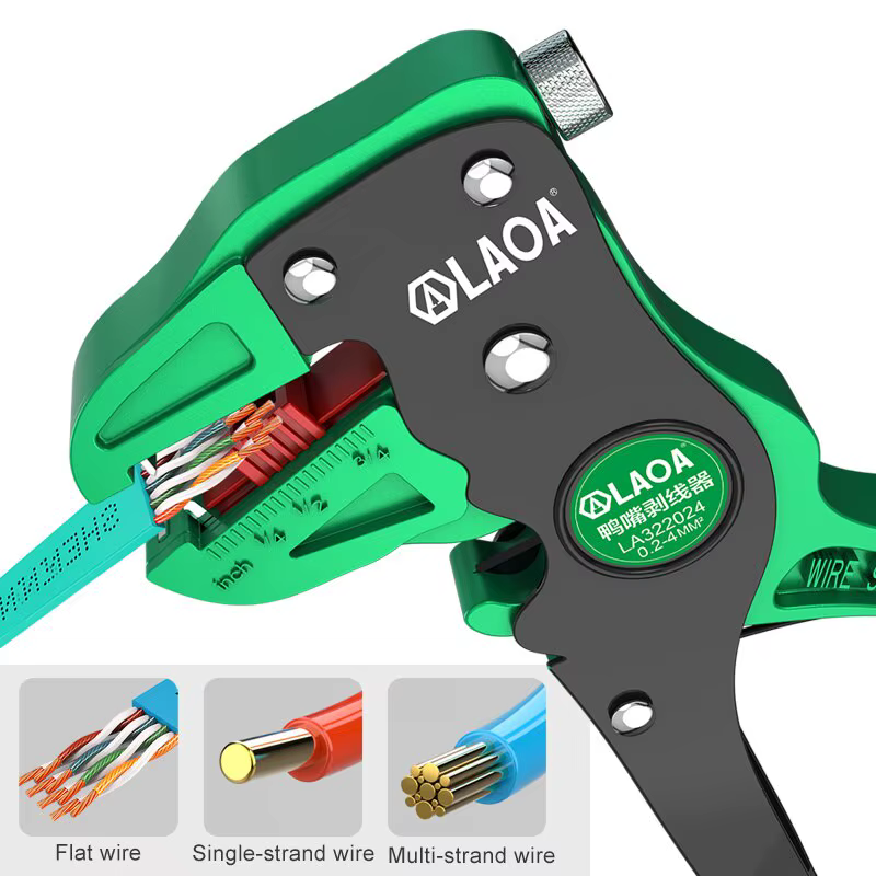 LAOA Automatique Fil Stripper Flatwire Cutter Pince À Décaper 0.2 à 4mm Plage Réglage de La Longueur