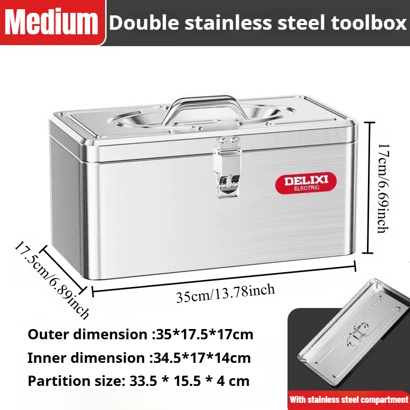 Mallette à outils multifonctionnelle, boîte à outils électronique en acier inoxydable, valise à outi
