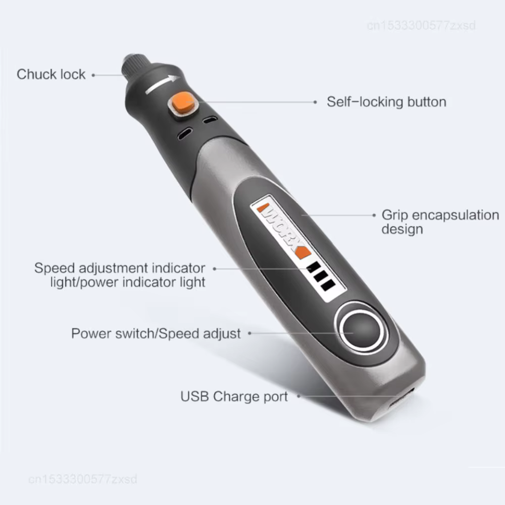 Worx 4V outil rotatif WX750 sans fil Mini gravure meulage polisseuse USB Rechargeable vitesse Variab