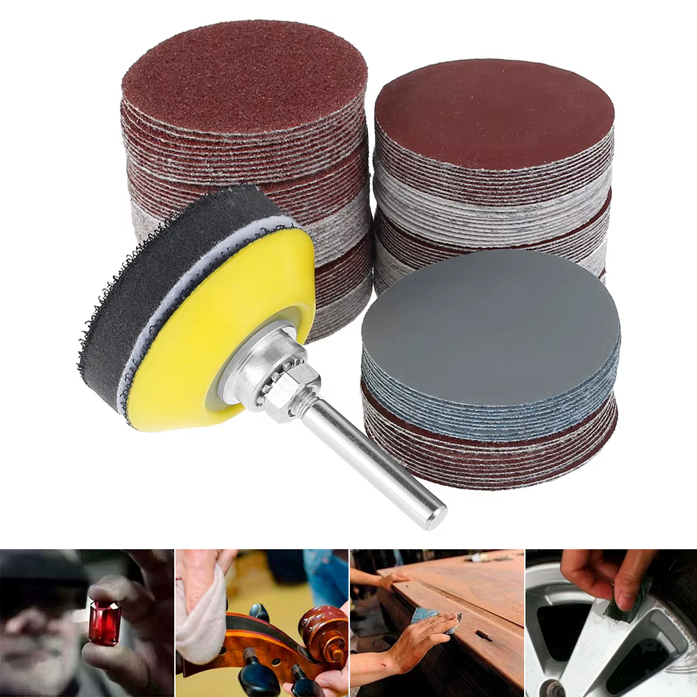 Assortiment de papier de verre de 50mm, 120 pièces, grain 60 à 3000, jeu de disques de ponçage de 2 
