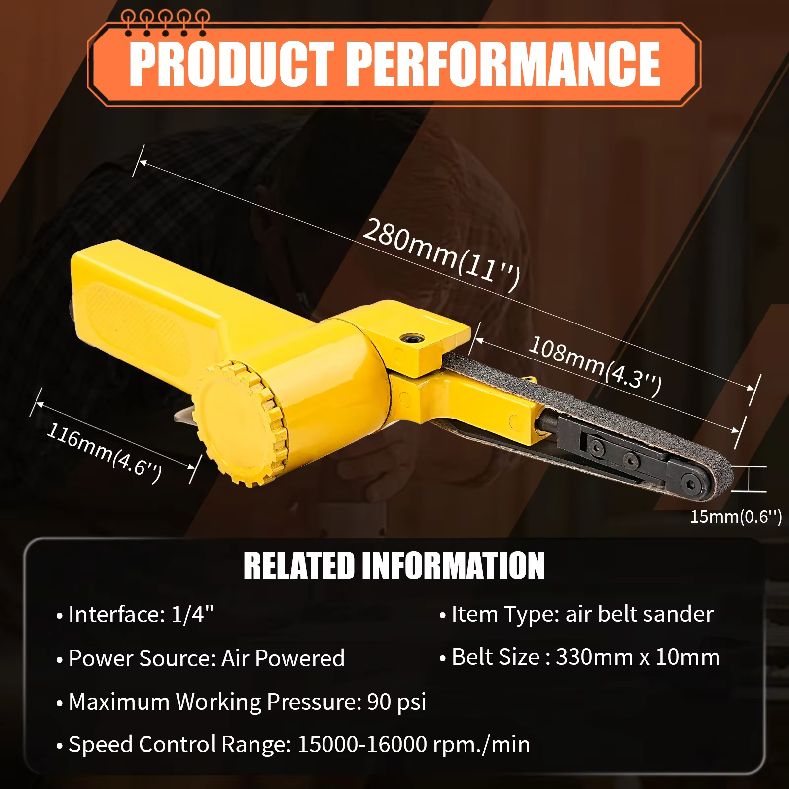 Sbestliy – ponceuse à bande pneumatique de 3/8 pouces, meuleuse d'angle pneumatique, ponceuse avec b