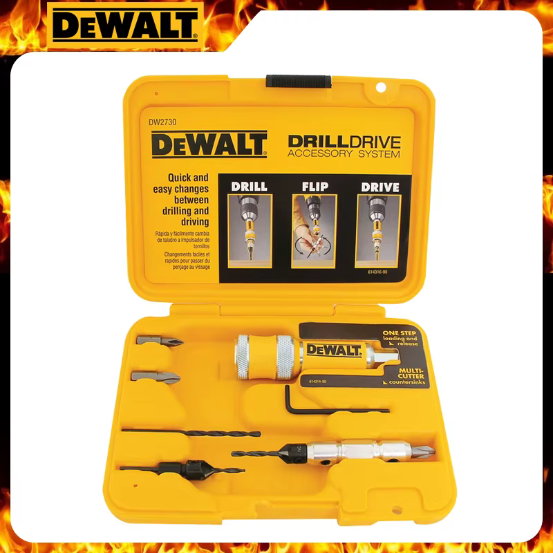 DEWALT DW2730 8 pièces Kit d'entraînement de forage avec boîte étanche à l'humidité charpentier fora