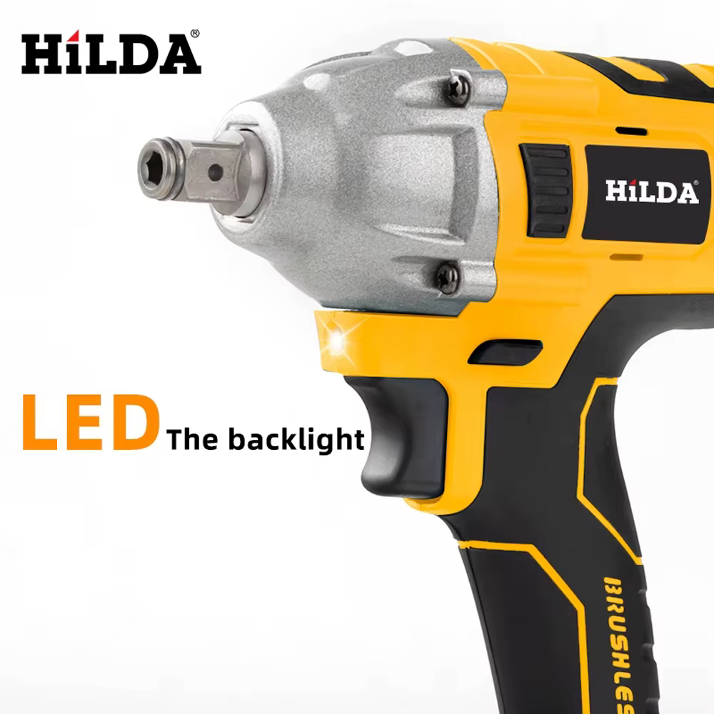 Clé à chocs sans fil HILDA, outil électrique à couple élevé, moteur polyvalent, outil électrique à d