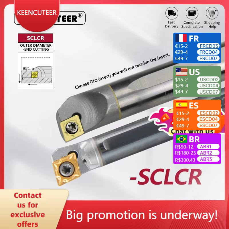 Porte-outil en carbure de tungstène SCLCR06 SCLCR09 SCLCR pour tour mécanique C08K C10K C12M, porte-