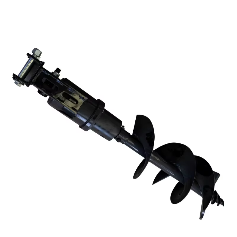 Tarière hydraulique pour mini-excavatrice, accessoire de forage de trous de poteaux avec trépan spir
