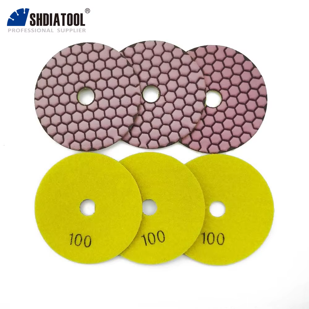 SHDIATOOL 6 pièces/pk Dia 4 "#100 résine liant diamant tampons de polissage flexibles 100 m disque d