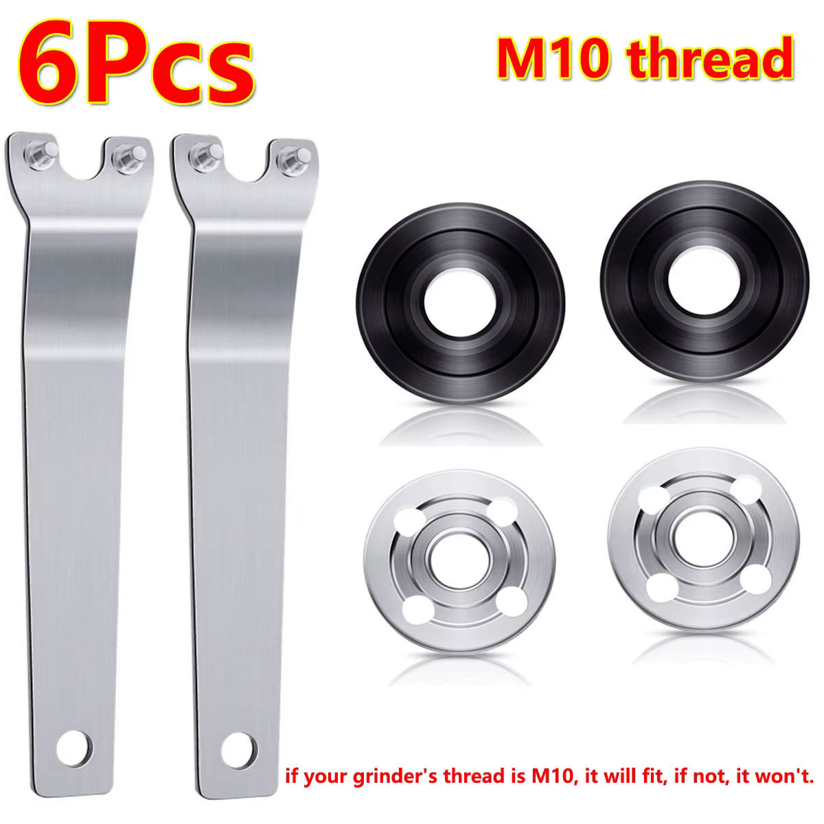 6 pièces M10 meuleuse d'angle clé clé Kit serrure extérieure bride écrous clé meuleuse électrique ac