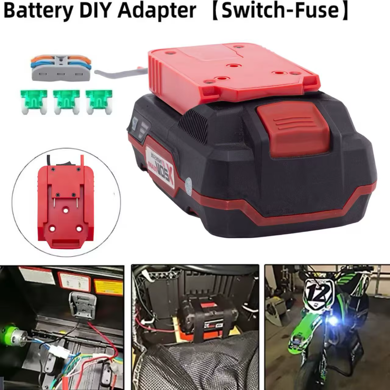 Adaptateur de batterie pour Lidi Parkside X20VTeam, avec porte-fusible et bornier de commutation, fi