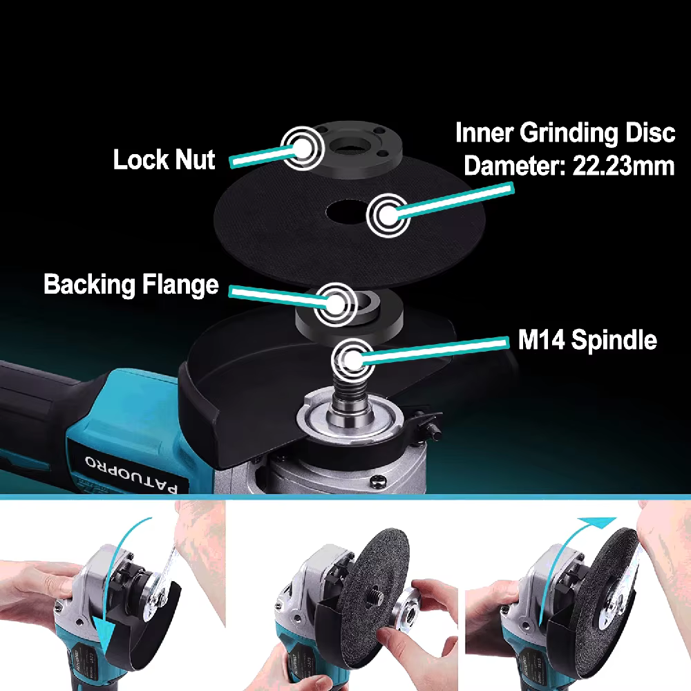 PATUOPRO 125mm meuleuse d'angle électrique sans fil meuleuse sans brosse polissage outil électrique