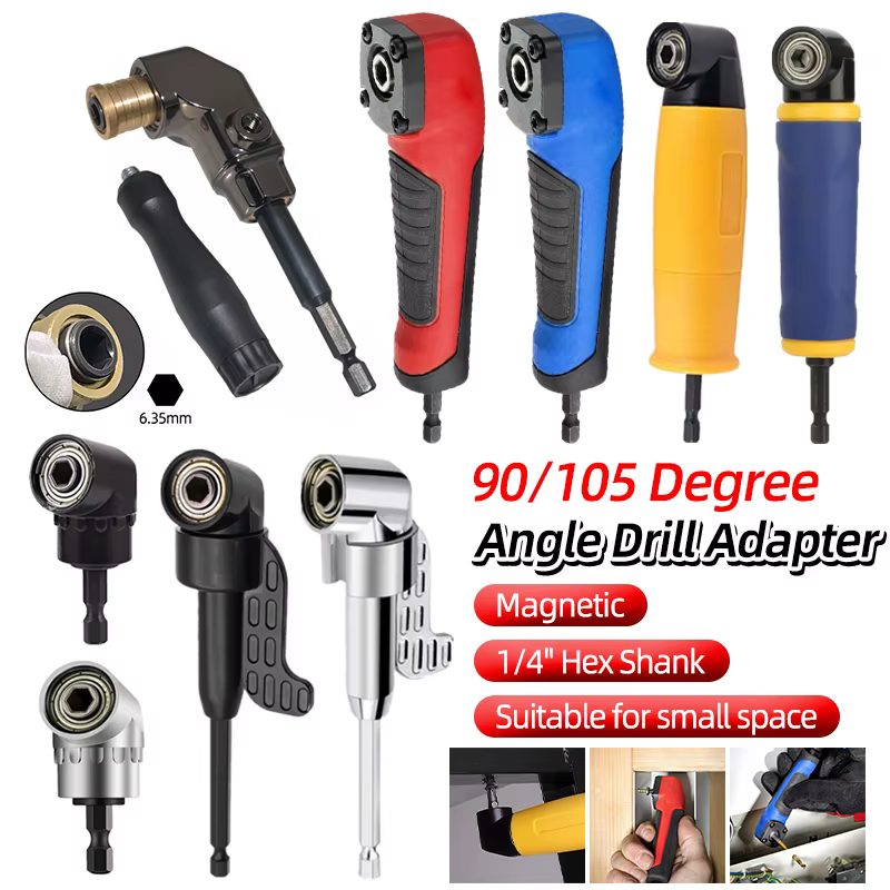 Adaptateur magnétique à tige hexagonale 90/105/360 degrés 1/4 ", perceuses à cintrer, tournevis à cl