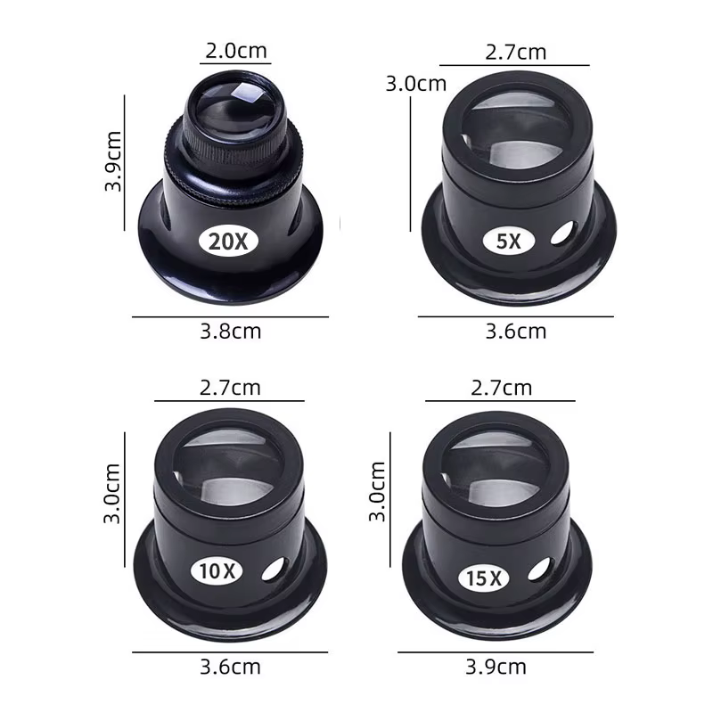 4 pièces/ensemble Loupe monoculaire montre réparation Loupe oculaire Loupes 5X 10X 15X 20X lentille
