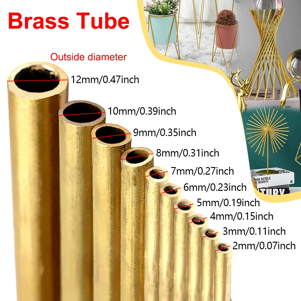 Tubes en laiton bricolage tuyau rond diamètre 2/3/4/5/6/7/8/9/10/12mm longueur 300mm de Long 0.5mm m