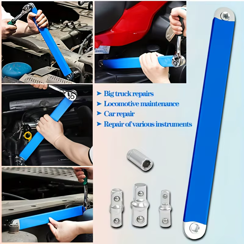 Clé d'extension à cliquet réglable à double tête avec poignée ergonomique antidérapante – Outil en f