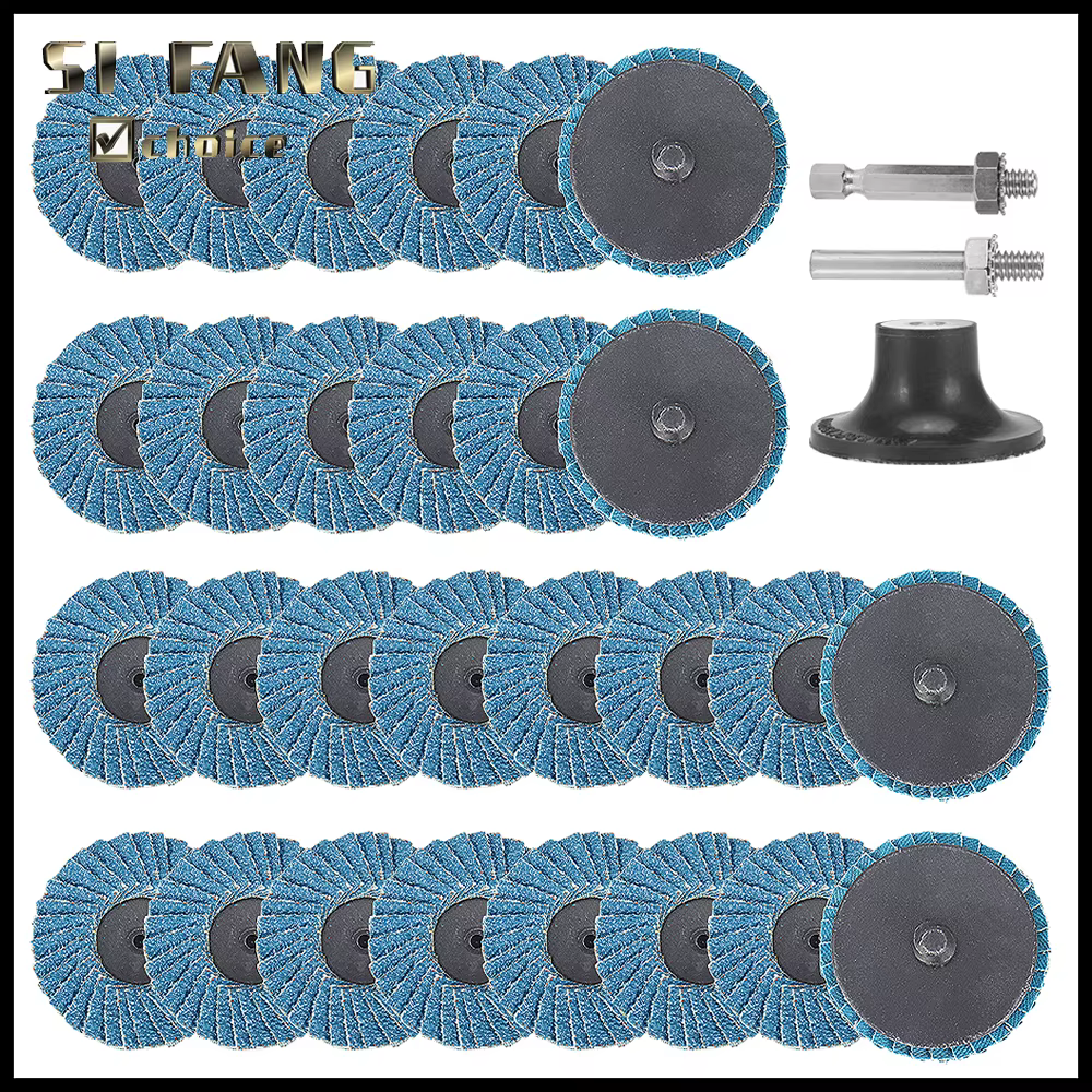 31 disques à lamelles de 2 pouces avec support de 1/4 po, accessoires pour meuleuse, meules abrasive