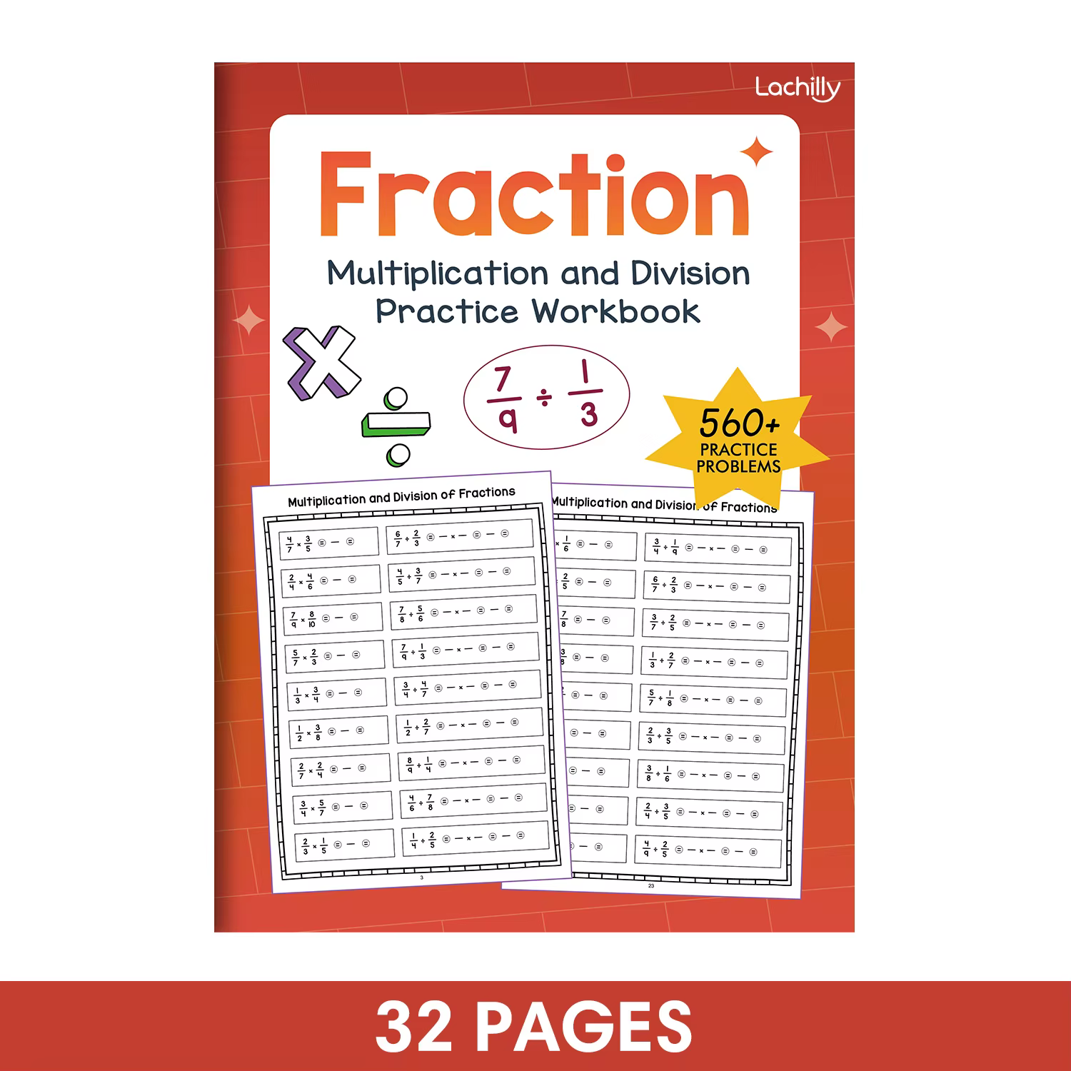 Cahier d'exercices de base sur la multiplication et la division des fractions, aides pédagogiques en