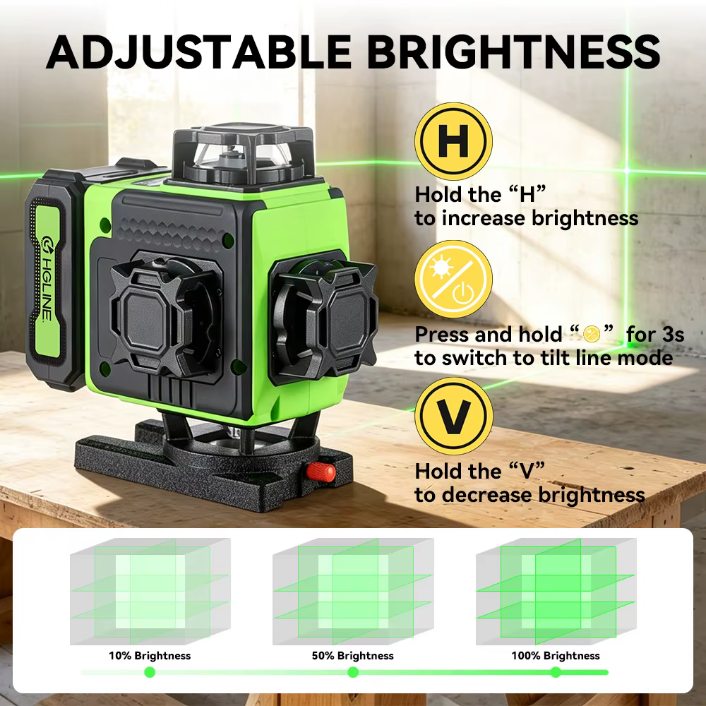 HGLINE 16 lignes niveau Laser APP télécommande niveaux horizontaux verticaux affichage de puissance