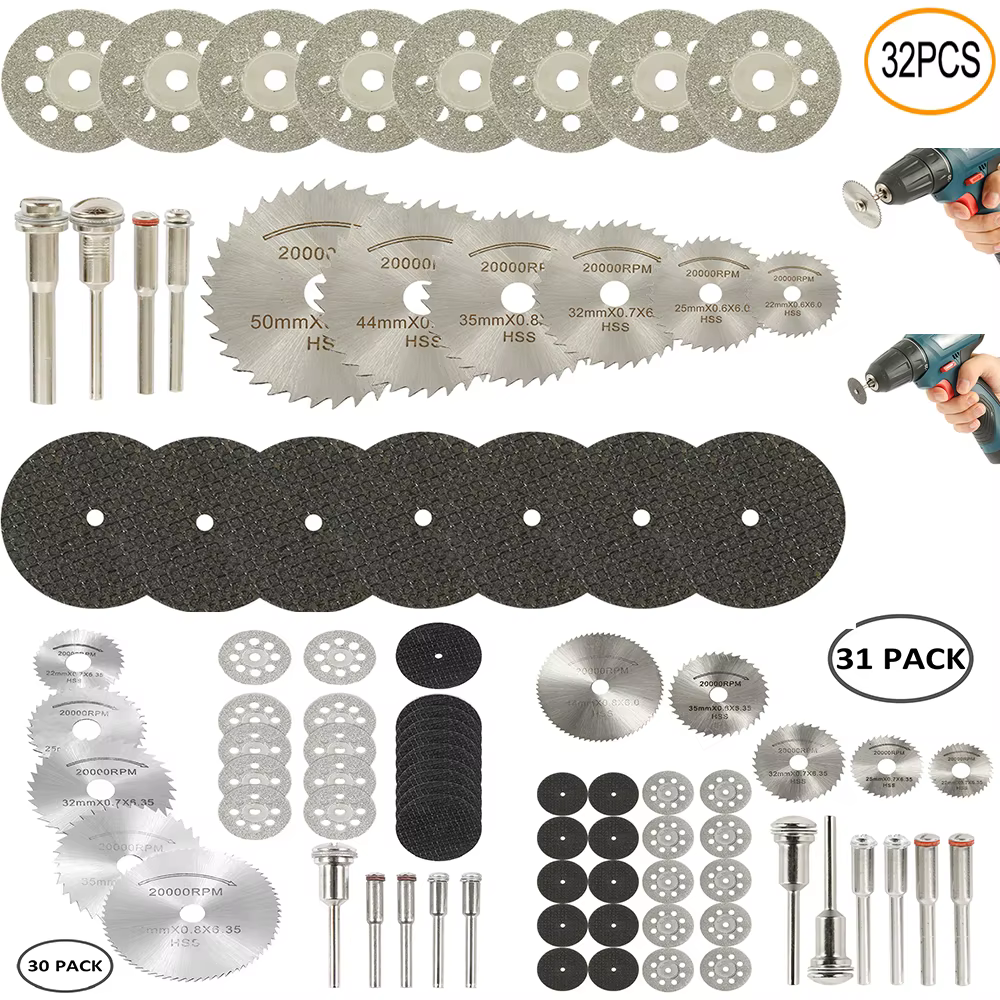 Jeu de Mini lames de scie circulaire, meule de ponçage, disque de coupe pour accessoires Dremel, out