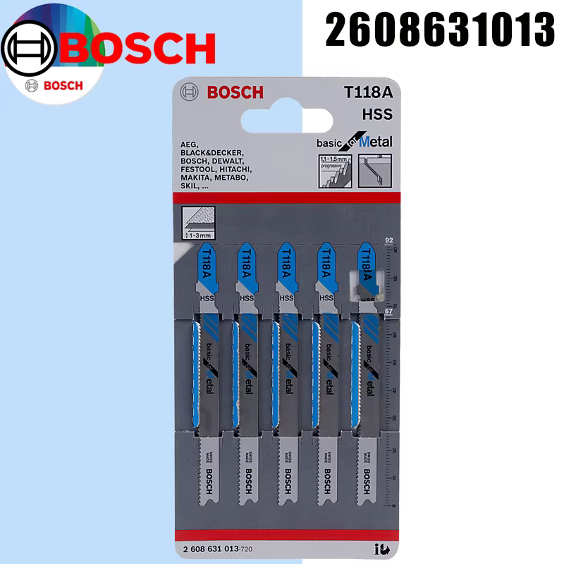 BOSCH 2608631013   Lame de scie incurvée T118A de base pour le métal HSS, paquet de 5 accessoires de
